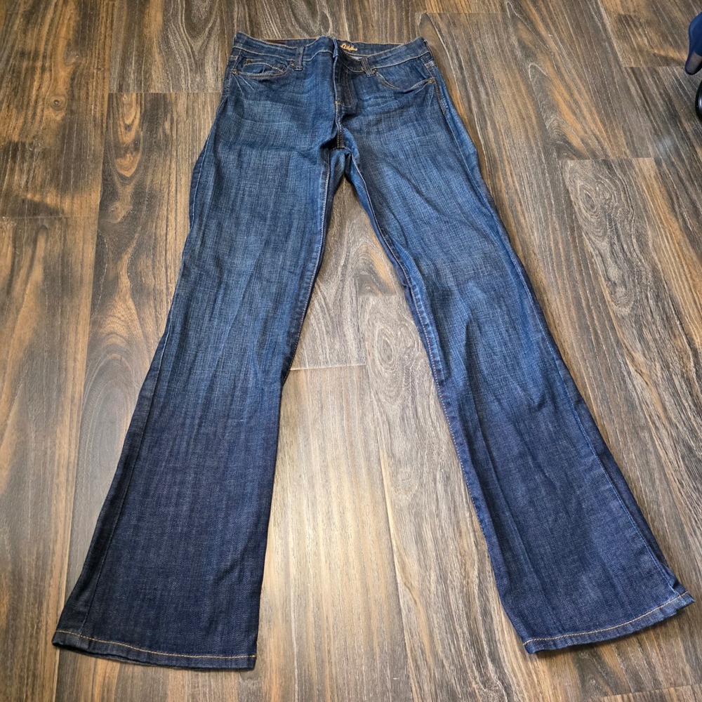 Kut from the Kloth Womens Dark Wash Flare Jeans Size 6 Mid Rise Stretch Denim
